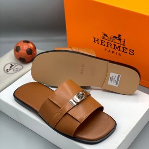Hermes Italian Men Quality Slippers - Brown