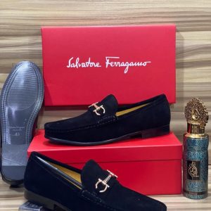 Ferragamo Italian Men Quality Slippers - Black