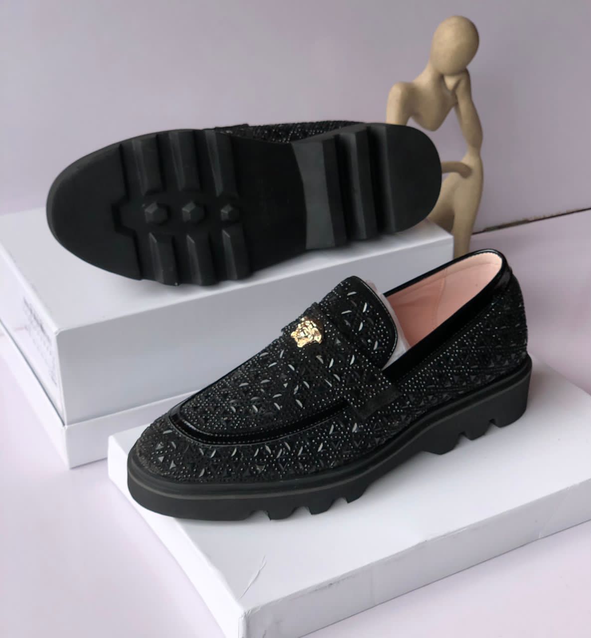 Versace Italian Men Quality Shoe - Black